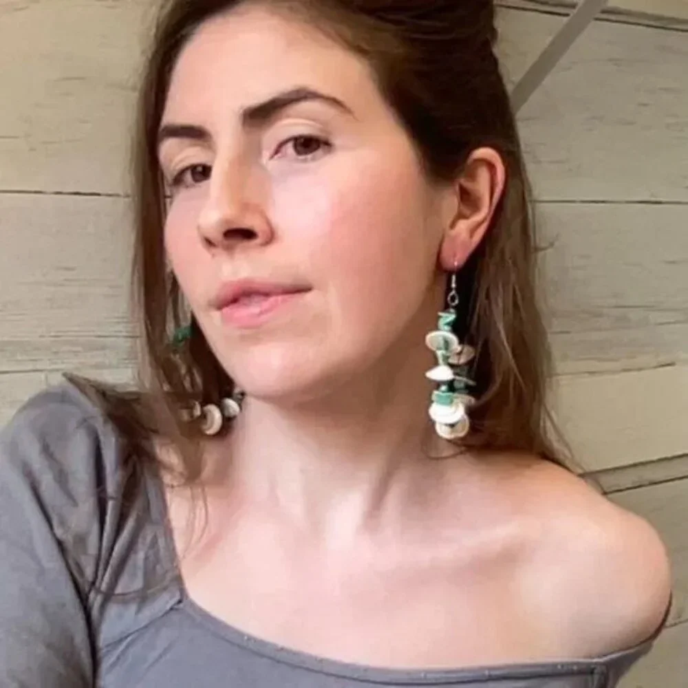 Handmade Green Shell Like Earrings
